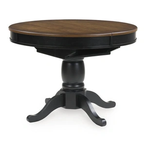 Ashley Furniture Clorazi Oval Extendable Dining Table - Black & Brown Wood, Black/Brown