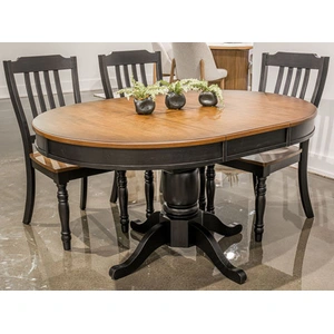 Ashley Furniture Clorazi Oval Butterfly Extendable Dining Room Set | Black & Brown, Black/Brown