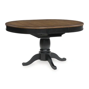 Ashley Furniture Clorazi Oval Extendable Dining Table - Black & Brown Wood, Black/Brown