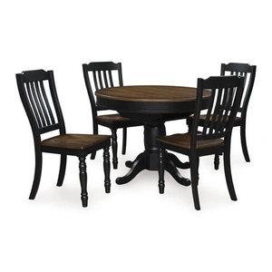 Ashley Furniture Clorazi Oval Extendable Dining Table - Black & Brown Wood, Black/Brown
