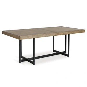 Ashley Furniture Tomtyn Extendable Dining Table - Light Brown Wood & Metal | Seats 8, Light Brown