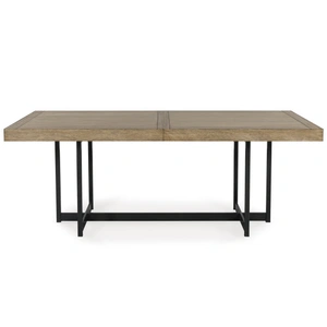 Ashley Furniture Tomtyn Extendable Dining Table - Light Brown Wood & Metal | Seats 8, Light Brown