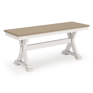 Ashley Furniture Purlaney Large Dining Bench | Two-Tone Farmhouse Seating, Antique White/Natural
