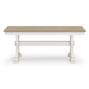 Ashley Furniture Purlaney Large Dining Bench | Two-Tone Farmhouse Seating, Antique White/Natural