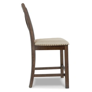 Ashley Furniture Moriville Wood Barstool - Nutmeg High Back Upholstered | Sohomod, Beige (Set of 2)