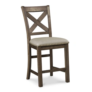 Ashley Furniture Moriville Wood Barstool - Nutmeg High Back Upholstered | Sohomod, Beige (Set of 2)