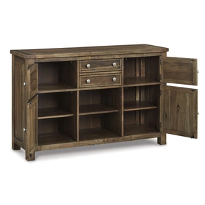Ashley Furniture SM Moriville Wood Server w/4 Doors, 2 Drawers & 1 Shelf, Beige