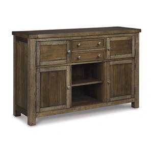 Ashley Furniture SM Moriville Wood Server w/4 Doors, 2 Drawers & 1 Shelf, Beige