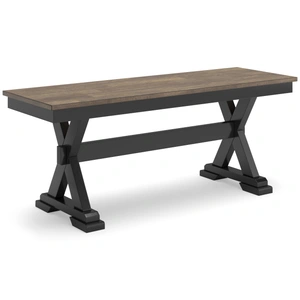 Ashley Furniture Wildenauer Dining Bench | Two-Tone Farmhouse Seating, Brown/Black