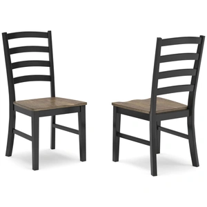 Ashley Furniture Wildenauer Modern Farmhouse Ladderback Dining Chair | Brown & Black, Brown/Black (Set of 2)