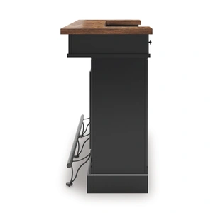 Ashley Furniture Wildenauer Home Bar Unit | Wood & Metal with Storage Drawers, Brown/Black