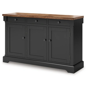 Ashley Furniture Wildenauer Wood Dining Room Buffet | Modern Farmhouse Sideboard, Brown/Black