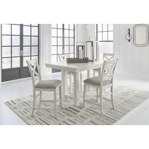 Ashley Furniture SM Robbinsdale 5-Piece Wood Dining Room Counter Set, Antique White