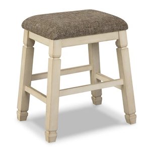Ashley Furniture Bolanburg Antiqued White Upholstered Wood Counter Stool, Two-tone (Set of 2)