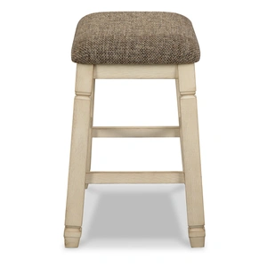 Ashley Furniture Bolanburg Antiqued White Upholstered Wood Counter Stool, Two-tone (Set of 2)