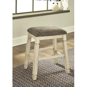 Ashley Furniture Bolanburg Antiqued White Upholstered Wood Counter Stool, Two-tone (Set of 2)