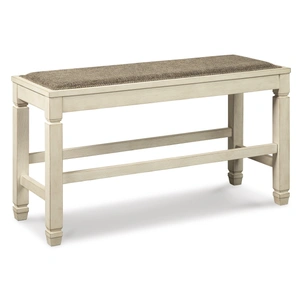 Ashley Furniture Bolanburg Upholstered Counter Height Bench - Antiqued White, Two-tone