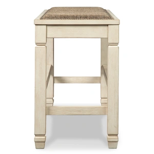 Ashley Furniture Bolanburg Upholstered Counter Height Bench - Antiqued White, Two-tone