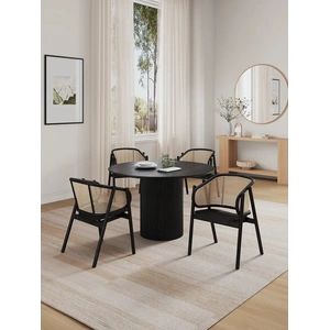 Manhattan Comfort Hathaway 47.24-inch Solid Wood Round Dining Room Set w/Versailles Armchairs