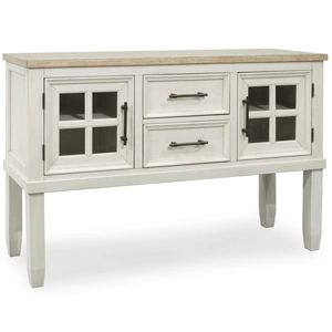 Ashley Furniture SM Shaybrock Wood Server w/2 Doors & 2 Drawers, Antique White/Brown