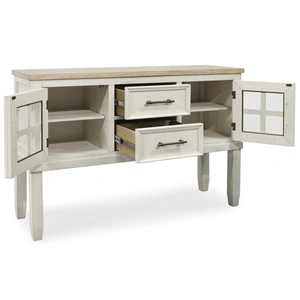 Ashley Furniture SM Shaybrock Wood Server w/2 Doors & 2 Drawers, Antique White/Brown