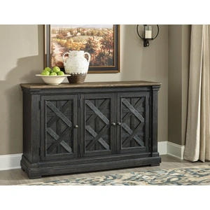 Ashley Furniture Tyler Creek Wood Dining Room Server | Urban Farmhouse 3-Door Buffet, Black/Gray