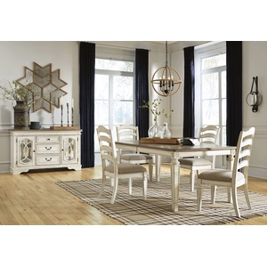 Ashley Furniture SM Realyn Wood Rectangular Extendable Dining Table, Chipped White