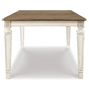 Ashley Furniture SM Realyn Wood Rectangular Extendable Dining Table, Chipped White