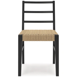 Ashley Furniture Isanti Woven Rattan Dining Side Chair | Black Wood Frame, Light Brown/Black (Set of 2)