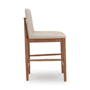 Ashley Furniture Isanti Wood Barstool - Cross-Back Upholstered Bar Stool | Sohomod, Light Brown (Set of 2)