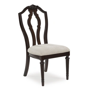 Ashley Furniture Lavinton Traditional Upholstered Dining Side Chair | Cherry Brown, Tan/Brown (Set of 2)