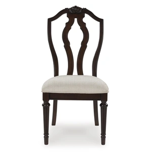 Ashley Furniture Lavinton Traditional Upholstered Dining Side Chair | Cherry Brown, Tan/Brown (Set of 2)