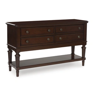 Ashley Furniture Lavinton Wood Dining Server | 4-Drawer Cherry Brown Sideboard, Brown