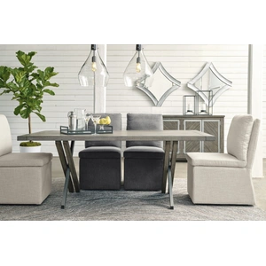 Ashley Furniture Krystanza Dining Set - Weathered Gray Trestle Base | Ashley, Weathered Gray