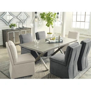 Ashley Furniture Krystanza Dining Set - Weathered Gray Trestle Base | Ashley, Weathered Gray