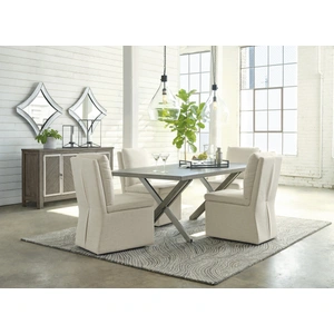 Ashley Furniture Krystanza Dining Set - Weathered Gray Trestle Base | Ashley, Weathered Gray