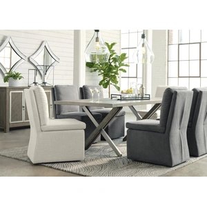 Ashley Furniture Krystanza Dining Set - Weathered Gray Trestle Base | Ashley, Weathered Gray