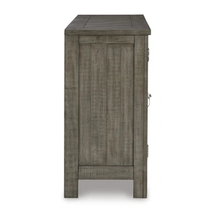 Ashley Furniture Krystanza Wood Dining Server - 4-Door Weathered Gray Buffet, Weathered Gray