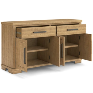 Ashley Furniture Havonplane Rustic Wood Dining Server - 4-Door Buffet Cabinet, Brown