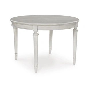 Ashley Furniture Montelaine Round Extendable Dining Table in Antique White, Antique White