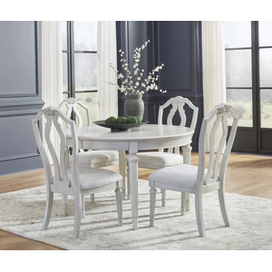Ashley Furniture Montelaine Round Extendable Dining Set - Antique White | Ashley, Antique White