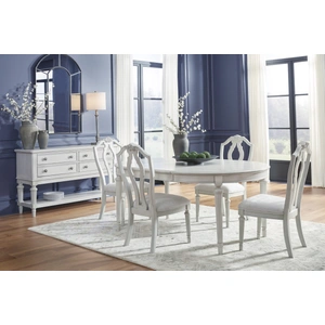 Ashley Furniture Montelaine Round Extendable Dining Set - Antique White | Ashley, Antique White