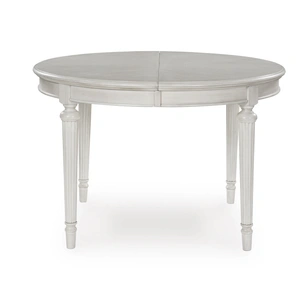 Ashley Furniture Montelaine Round Extendable Dining Table in Antique White, Antique White