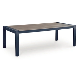Ashley Furniture East Beach Aluminum/HDPE Rectangular Dining Table, Navy Blue/Driftwood