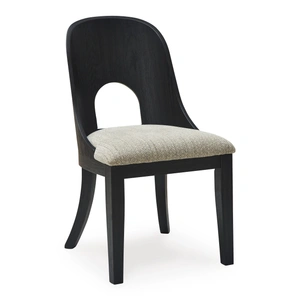 Ashley Furniture Rowanbeck Modern Dining Side Chair | Gray Fabric & Black Wood, Gray/Black (Set of 2)
