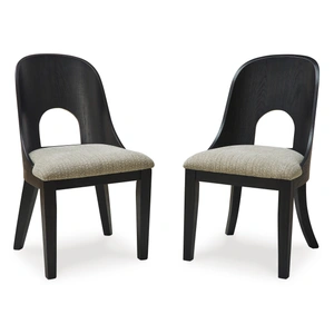 Ashley Furniture Rowanbeck Modern Dining Side Chair | Gray Fabric & Black Wood, Gray/Black (Set of 2)