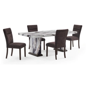 Global Furniture USA D8212 Faux Marble Rectangular Dining Room Set in Dark Brown