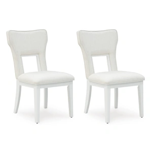 Ashley Furniture Chalanna Upholstered Dining Side Chair | White Cottage-Style, White (Set of 2)