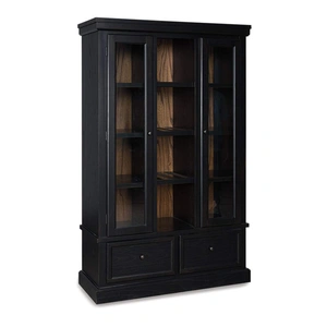 Ashley Furniture Greddinton Wood Curio Cabinet | 2-Door Display with Drawers, Black/Brown