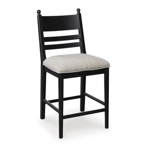 Ashley Furniture Greddinton Black Wood & Gray Upholstered Bar Height Stool, Black (Set of 2)